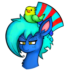 Size: 3834x4196 | Tagged: safe, artist:facadeart, derpibooru import, oc, oc only, oc:texture, bird, angry, bust, hat, scrunchy face, simple background, solo, transparent background