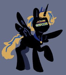 Size: 1025x1171 | Tagged: safe, derpibooru import, oc, oc only, oc:john capcom, alicorn, pony, blue background, simple background, solo