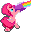 Size: 31x32 | Tagged: safe, artist:seer45, artist:uis, derpibooru import, pinkie pie, pony, april fools, bipedal, female, partillery, pixel art, r/place, rainbow, reddit, simple background, solo, transparent background, weapon