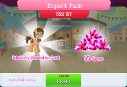 Size: 1262x861 | Tagged: safe, derpibooru import, earth pony, pony, bowtie, bundle, costs real money, english, gameloft, gem, glasses, male, mobile game, my little pony: magic princess, numbers, official, sale, solo, solo focus, stallion, tadwell, text