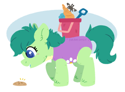 Size: 1080x800 | Tagged: safe, artist:pink-pone, derpibooru import, oc, oc only, earth pony, pony, bucket, shovel, simple background, solo, white background