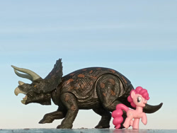 Size: 1032x774 | Tagged: safe, artist:dingopatagonico, derpibooru import, pinkie pie, dinosaur, earth pony, photo, triceratops