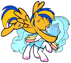 Size: 500x442 | Tagged: safe, artist:noikincade67, derpibooru import, oc, oc:flare spark, oc:jemima sparkle, pegasus, pony, eyes closed, female, hug, simple background, transparent background