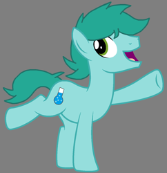 Size: 1116x1152 | Tagged: safe, artist:katnekobase, artist:star polaris and friends, derpibooru exclusive, derpibooru import, earth pony, pony, base used, gray background, green eyes, headcanon, male, older, powder blue, simple background, solo, stallion