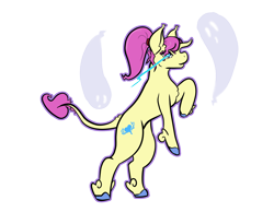 Size: 1800x1400 | Tagged: safe, artist:tartsarts, derpibooru import, oc, oc only, oc:heart spark, classical unicorn, ghost, pony, undead, unicorn, cloven hooves, concave belly, concept art, female, horn, leonine tail, mare, simple background, solo, tail, transparent background, unicorn oc, unshorn fetlocks