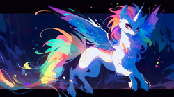 Size: 1920x1076 | Tagged: safe, ai content, artist:refractora, derpibooru import, rainbow dash, alicorn, alicornified, race swap, rainbowcorn, solo