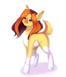 Size: 2588x3000 | Tagged: safe, artist:miralichan, derpibooru import, oc, oc only, deer, deer pony, earth pony, hybrid, original species, pony, brown hair, commission, deer oc, non-pony oc, orange eyes, orange hair, yelling