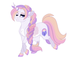 Size: 3500x2700 | Tagged: safe, artist:gigason, derpibooru import, oc, oc only, oc:secret heart, pony, unicorn, braid, curved horn, female, horn, magical lesbian spawn, mare, offspring, parent:fire flare, parent:inky rose, simple background, solo, transparent background