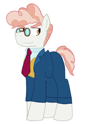 Size: 600x790 | Tagged: safe, artist:draxton, derpibooru import, svengallop, earth pony, pony, clothes, glasses, looking back, male, necktie, simple background, smiling, smirk, solo, stallion, white background