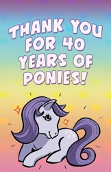 Size: 750x1154 | Tagged: safe, artist:keisha okafar, derpibooru import, idw, blossom, earth pony, pony, g1, spoiler:comic, spoiler:comic40thanniversary, 40th anniversary, 40th anniversary special, emanata, female, gradient background, mare, solo