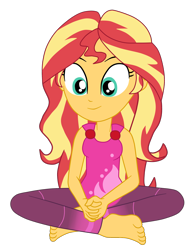 Size: 1900x2461 | Tagged: safe, artist:gmaplay, derpibooru import, sunset shimmer, better together, choose your own ending, equestria girls, wake up!, wake up!: rainbow dash, barefoot, cute, feet, female, geode of empathy, magical geodes, shimmerbetes, sleeveless, solo, yoga, yoga mat