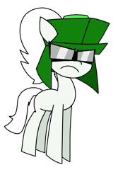 Size: 776x1164 | Tagged: safe, artist:yamston, derpibooru import, oc, oc only, oc:yamston crowe, pony, fanfic:living the dream, 2023, fanfic art, female, frown, glasses, hat, mare, parent:oc:yacon, rule 63, simple background, solo, transparent background, white coat, white mane