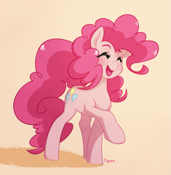 Size: 2893x2953 | Tagged: safe, artist:kaenn, derpibooru import, pinkie pie, earth pony, pony, cute, eyes closed, fanart, open mouth, open smile, singing, smiling, solo, walking