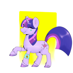 Size: 1000x1000 | Tagged: artist needed, source needed, safe, derpibooru import, twilight sparkle, unicorn twilight, pony, unicorn, colored, cute, mlpgdraws, one eye closed, simple background, solo