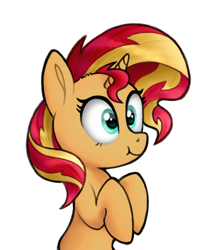 Size: 820x966 | Tagged: safe, artist:terra0940, derpibooru exclusive, derpibooru import, sunset shimmer, pony, unicorn, equestria girls 10th anniversary, cute, female, mare, shimmerbetes, simple background, solo, white background