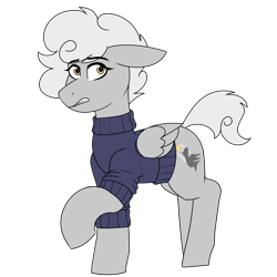 Size: 2150x2150 | Tagged: safe, artist:coatieyay, derpibooru import, oc, oc only, oc:silver concord, pegasus, pony, clothes, simple background, sweater, transparent background