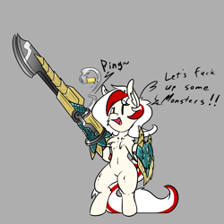 Size: 3000x3000 | Tagged: source needed, safe, artist:aryn, derpibooru import, oc, oc:awya lightfeather, pony, bipedal, chest fluff, gun, weapon