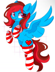 Size: 1284x1702 | Tagged: safe, artist:cinnamontee, derpibooru import, oc, oc only, oc:lucid heart, pegasus, pony, clothes, socks, solo, striped socks, tongue, tongue out, wings