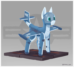 Size: 3294x2968 | Tagged: safe, artist:kviksi, derpibooru import, original species, plane pony, pony, robot, robot pony, f2h-2, female, plane, simple background, solo