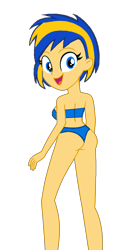 Size: 1000x1800 | Tagged: safe, artist:mlpfan3991, derpibooru import, oc, oc only, oc:flare spark, human, equestria girls, bikini, bikini bottom, bikini top, clothes, female, looking at you, open mouth, sexy, simple background, smiling, solo, swimsuit, transparent background