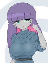 Size: 1668x2224 | Tagged: safe, artist:batipin, derpibooru import, maud pie, equestria girls, breasts, looking at you, maud pies, solo