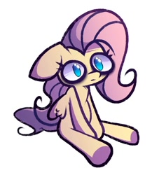 Size: 600x660 | Tagged: safe, artist:mihar34, derpibooru import, fluttershy, pegasus, pony, bags under eyes, looking at you, simple background, sitting, solo, white background