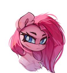 Size: 3751x4096 | Tagged: safe, artist:jfrxd, derpibooru import, pinkie pie, earth pony, pony, bust, chest fluff, simple background, solo, white background