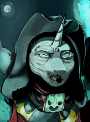 Size: 2340x3150 | Tagged: safe, artist:fly over, derpibooru import, oc, lich, pony, undead, unicorn, equestria at war mod, bust, horror, portrait