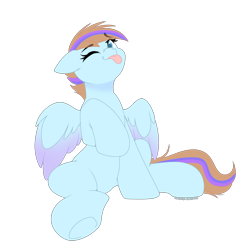 Size: 2000x2000 | Tagged: safe, artist:xcinnamon-twistx, derpibooru import, oc, oc only, oc:bittersweet, pegasus, :p, artfight, not rainbow dash, short hair, simple background, sitting, solo, tongue, tongue out, transparent background