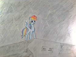 Size: 2000x1500 | Tagged: safe, derpibooru import, rainbow dash, pegasus, atg 2023, female, lightning, mare, newbie artist training grounds, solo, traditional art