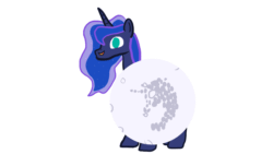 Size: 3840x2160 | Tagged: safe, artist:wissle, derpibooru import, princess luna, alicorn, pony, animated, atg 2023, clothes, costume, dancing, female, gif, happy, mare, mare in the moon, moon, newbie artist training grounds, nightmare night costume, open mouth, silly, silly pony, simple background, smiling, solo, sound at source, white background, youtube link
