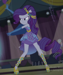 Size: 490x584 | Tagged: safe, derpibooru import, screencap, rarity, cheer you on, equestria girls, spoiler:eqg series (season 2), alternate hairstyle, armpits, belt, cape, clothes, cute, gloves, high heels, jewelry, leg bracelet, long gloves, ponied up, shoes, sleeveless, super ponied up, tiara