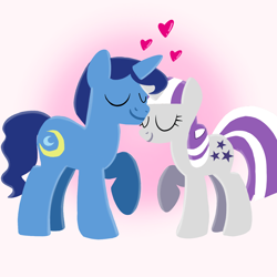 Size: 1400x1400 | Tagged: safe, artist:mlplary6, derpibooru import, night light, twilight velvet, pony, unicorn, eyes closed, female, heart, husband and wife, love, male, mare, married couple, nightvelvet, shipping, smiling, stallion, straight