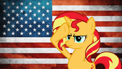 Size: 1192x670 | Tagged: safe, artist:thomasformerswars101, derpibooru import, sunset shimmer, pony, unicorn, 4th of july, american flag, american independence day, female, holiday, mare, patriotic, patriotism, solo