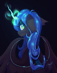 Size: 3425x4373 | Tagged: safe, artist:jsunlight, derpibooru import, queen chrysalis, alicorn, pony, eyelashes, female, magic, mane, mare, solo, watermark