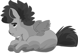 Size: 8273x5598 | Tagged: safe, derpibooru import, scootaloo, frog, pegasus, black and white, grayscale, inkscape, monochrome, simple background, sitting, solo, transparent background, unfinished art, vector