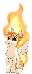 Size: 810x1837 | Tagged: safe, artist:gosha305, derpibooru import, daybreaker, alicorn, :p, antagonist, chest fluff, cute, ear fluff, ears, fire, foal, full body, gem, helmet, hooves, horn, mane of fire, simple background, sitting, small, spread wings, tongue, tongue out, transparent background, wings