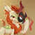 Size: 3900x3900 | Tagged: safe, artist:anotherdeadrat, derpibooru import, autumn blaze, kirin, pony, cloven hooves, cute, female, gradient background, hoof hold, lidded eyes, looking at you, mask, simple background, smiling, smiling at you, smirk, solo