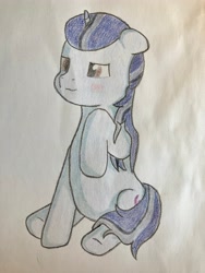 Size: 3024x4032 | Tagged: safe, derpibooru import, oc, oc only, oc:eve, pony, unicorn, pencil drawing, sitting, solo, traditional art