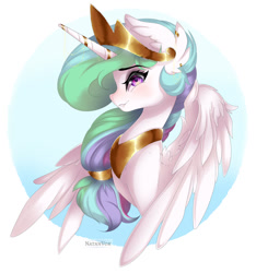 Size: 1280x1368 | Tagged: safe, artist:natanvok, derpibooru import, princess celestia, alicorn, pony, bust, portrait, solo