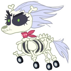 Size: 647x646 | Tagged: safe, artist:wissle, derpibooru import, skellinore, skeleton pony, the break up breakdown, atg 2023, bad pun, bone, dungeons and dragons, female, mare, neckerchief, newbie artist training grounds, ogres and oubliettes, pun, simple background, skeleton, solo, transparent background, visual pun, wheel