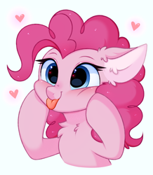 Size: 3000x3435 | Tagged: safe, artist:pesty_skillengton, derpibooru import, pinkie pie, earth pony, pony, :p, ear fluff, ears, female, heart, heart eyes, mare, simple background, sketch, smiling, solo, tongue, tongue out, white background, wingding eyes