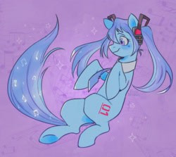 Size: 1280x1142 | Tagged: safe, artist:bertymchale, derpibooru import, earth pony, pony, anime, hatsune miku, kotobukiya, kotobukiya hatsune miku pony, necktie, ponified, ponytails, solo, species swap, vocaloid