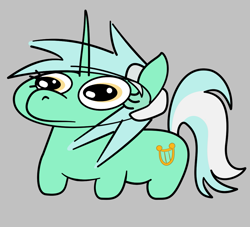 Size: 1057x961 | Tagged: safe, artist:velgarn, derpibooru import, lyra heartstrings, pony, unicorn, female, gray background, mare, numget, silly, simple background, solo, squatpony, wat