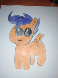 Size: 3120x4160 | Tagged: safe, derpibooru import, scootaloo, pony, :i, autism creature, beady eyes, cute, cutealoo, female, filly, foal, funny, funny face, mare, meme, missing cutie mark, no cutie marks because im lazy, paper, simple background, solo, tbh creature, traditional art, yippee