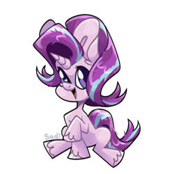 Size: 1500x1500 | Tagged: safe, artist:sadi, derpibooru import, starlight glimmer, pony, unicorn, looking at you, simple background, sitting, solo, white background