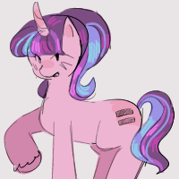 Size: 200x200 | Tagged: safe, artist:ghostbbee, derpibooru import, starlight glimmer, pony, unicorn, equal cutie mark, raised hoof, raised leg, s5 starlight, simple background, smiling, solo, unshorn fetlocks