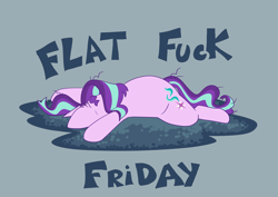 Size: 7016x4961 | Tagged: safe, artist:cutepencilcase, derpibooru import, starlight glimmer, pony, unicorn, flat fuck friday, flop, lying down, solo, vulgar