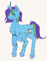 Size: 625x818 | Tagged: safe, artist:phoebonbel, derpibooru import, oc, oc:seafoam mist, pony, unicorn, green eyes, raised hoof, raised leg, simple background, smiling, solo, standing, white background