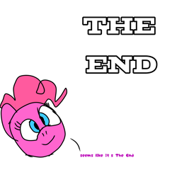 Size: 2048x2048 | Tagged: safe, artist:joeydr, derpibooru import, pinkie pie, pony, female, mare, newbie artist training grounds, pun, simple background, solo, the end, white background
